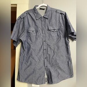 Irreverent Men’s XL Chambray Blue Utility Button Down Shirt